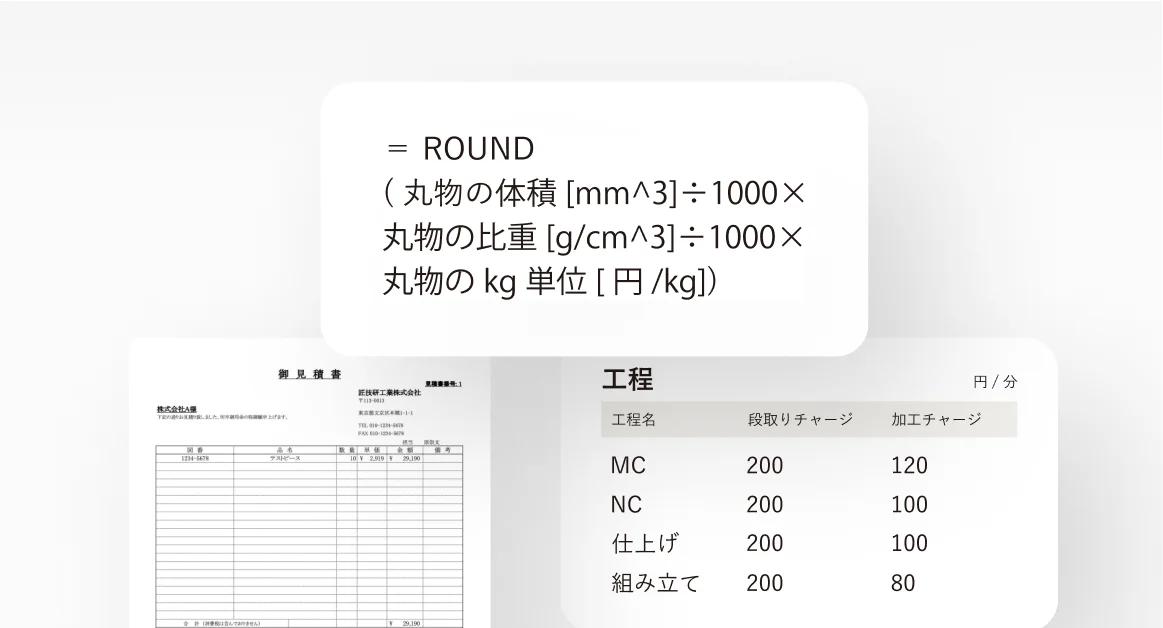 見積カスタマイズ機能の画面